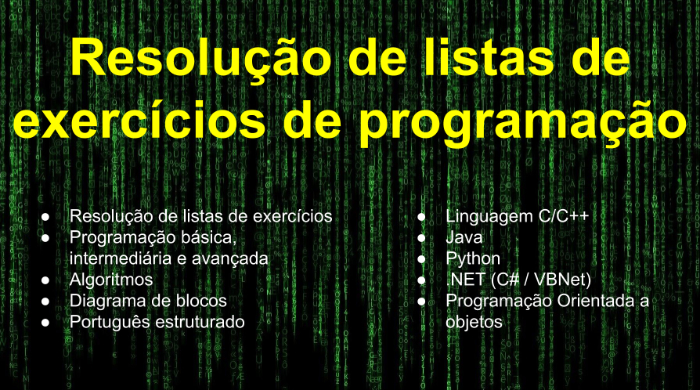 Eu vou resolver seus exercícios de programação Entonz Freelancer